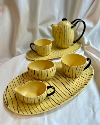 NĚMECKÁ #2 I Mexicana Ikonická souprava německého modernismu 50. let! Sedmidílná snídaňová sada pro dvě osoby z...